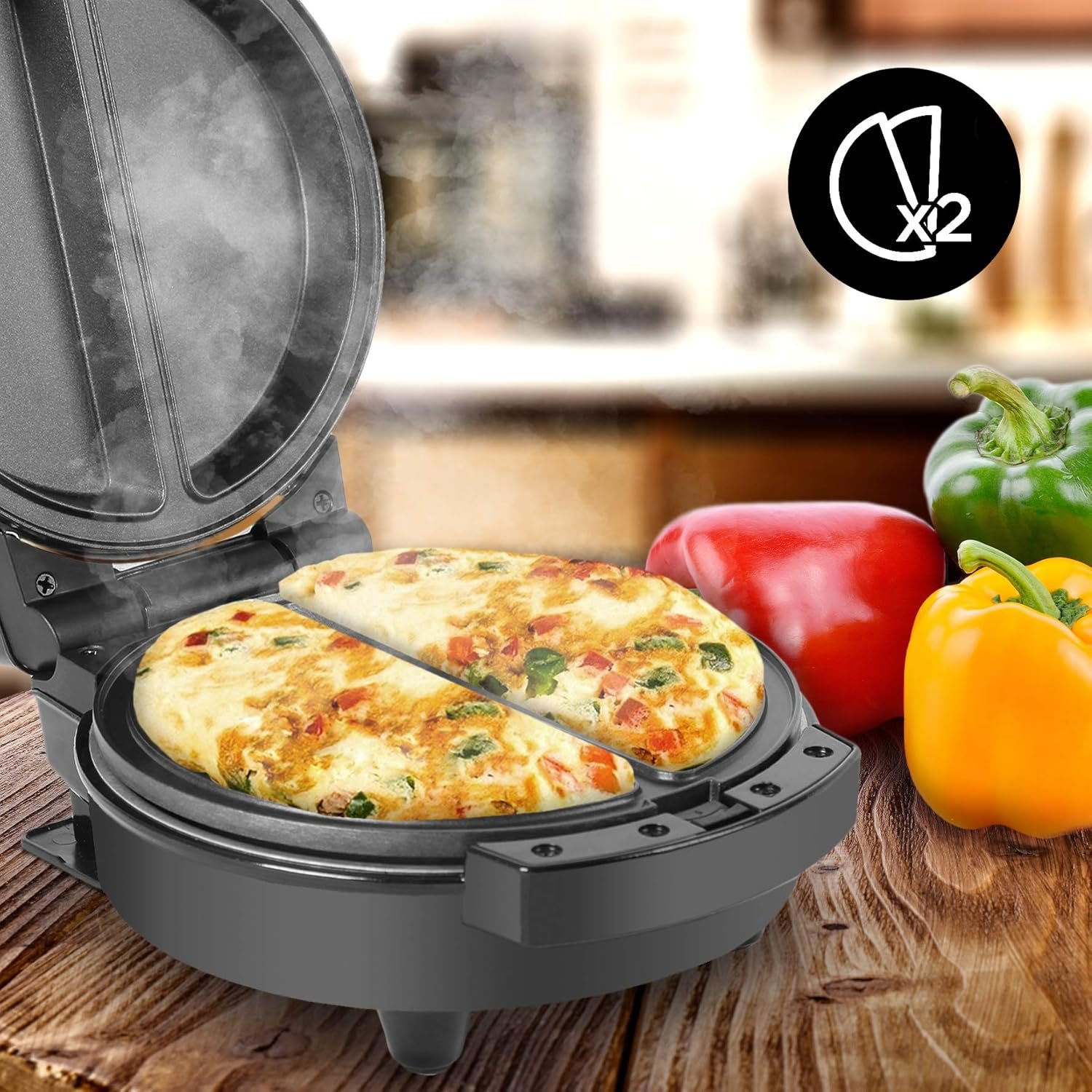 Duronic OM60 — Máquina tortillas 600W, 2 unidades simultáneas 3