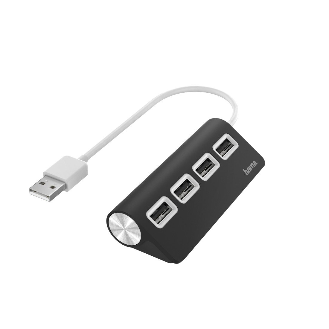 HAMA Hub USB 2.0 — 4 puertos, 480 Mbps, negro