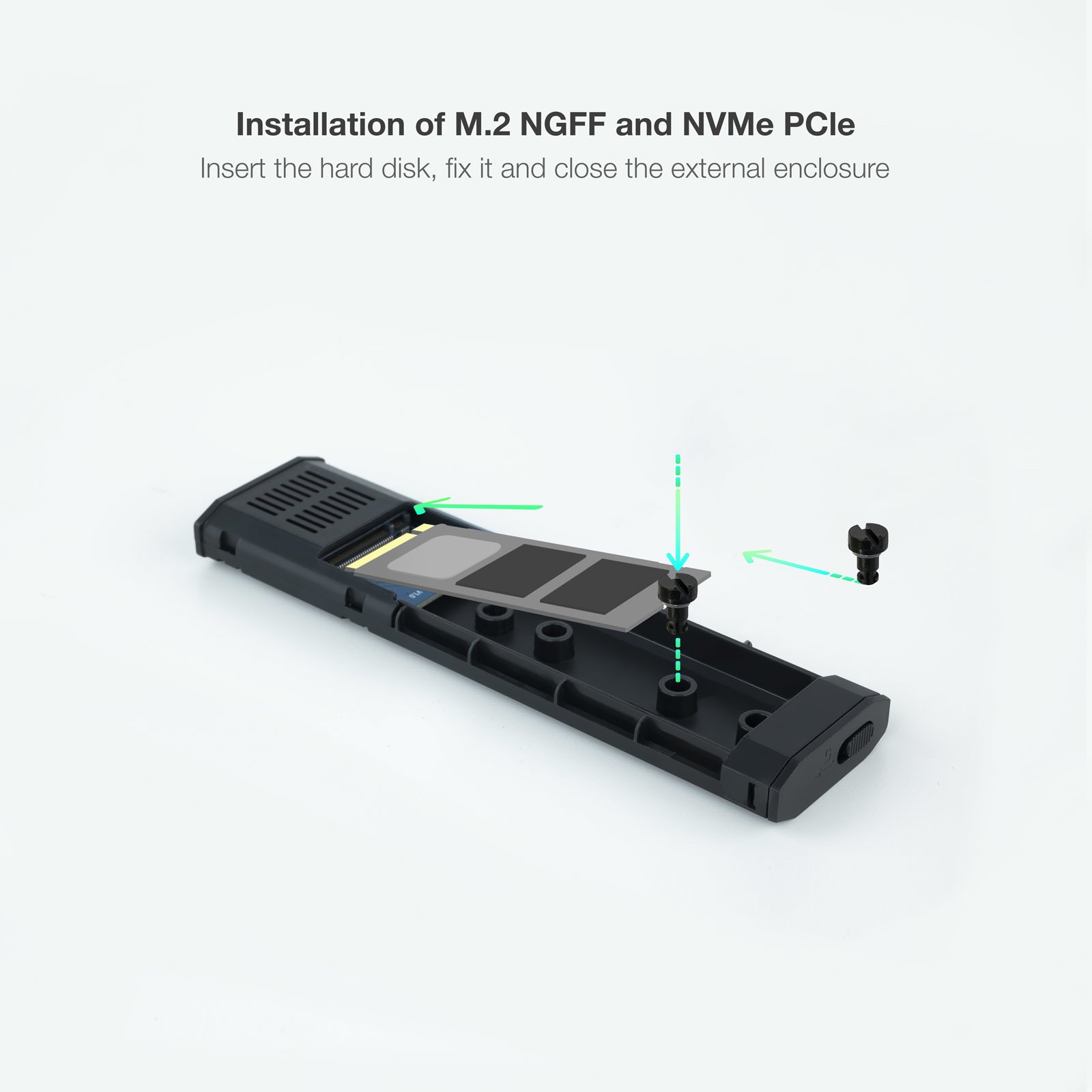 TOOQ TQE-2223G — Caja externa M.2 NVMe USB 3.1 Gen2 5