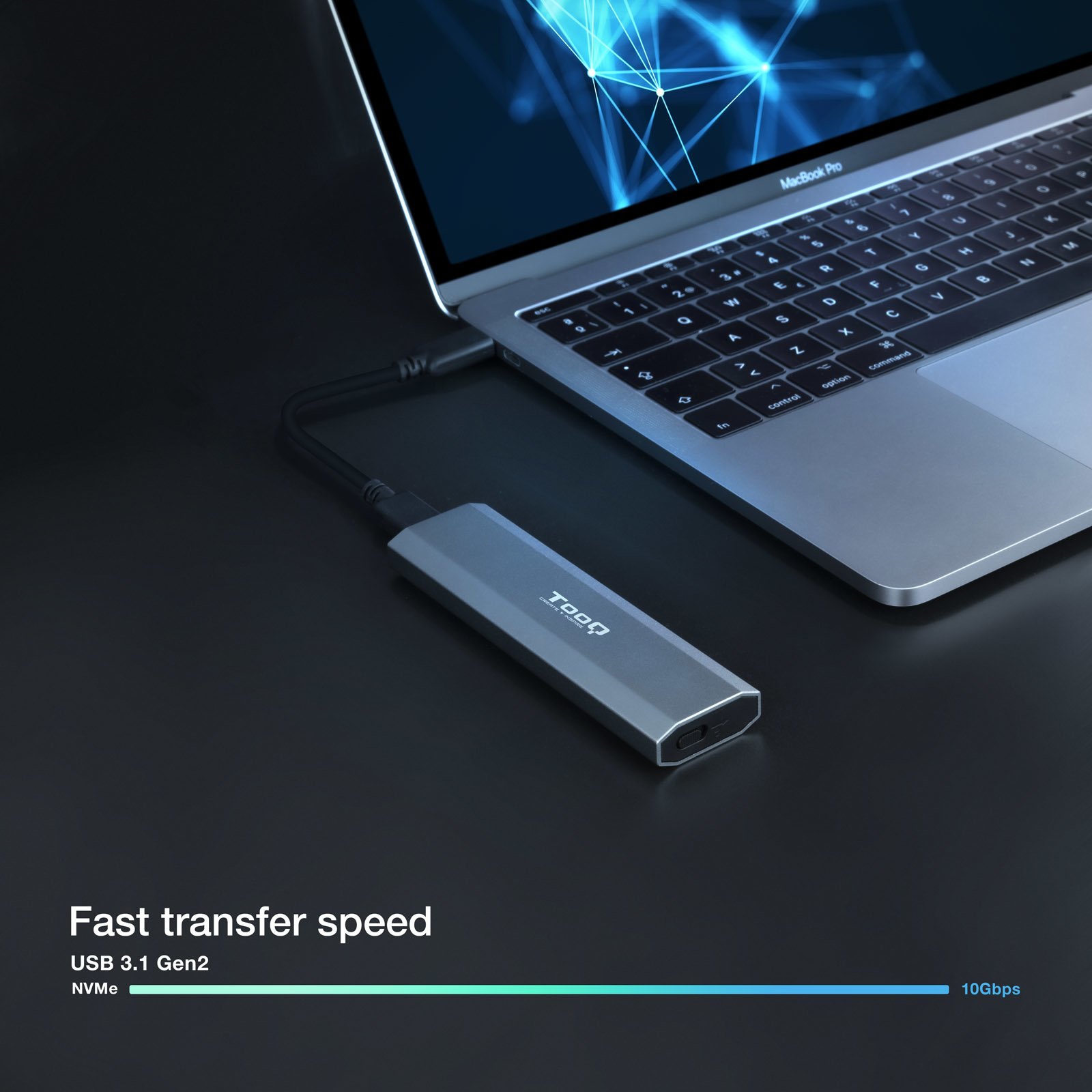 TOOQ TQE-2223G — Caja externa M.2 NVMe USB 3.1 Gen2 7