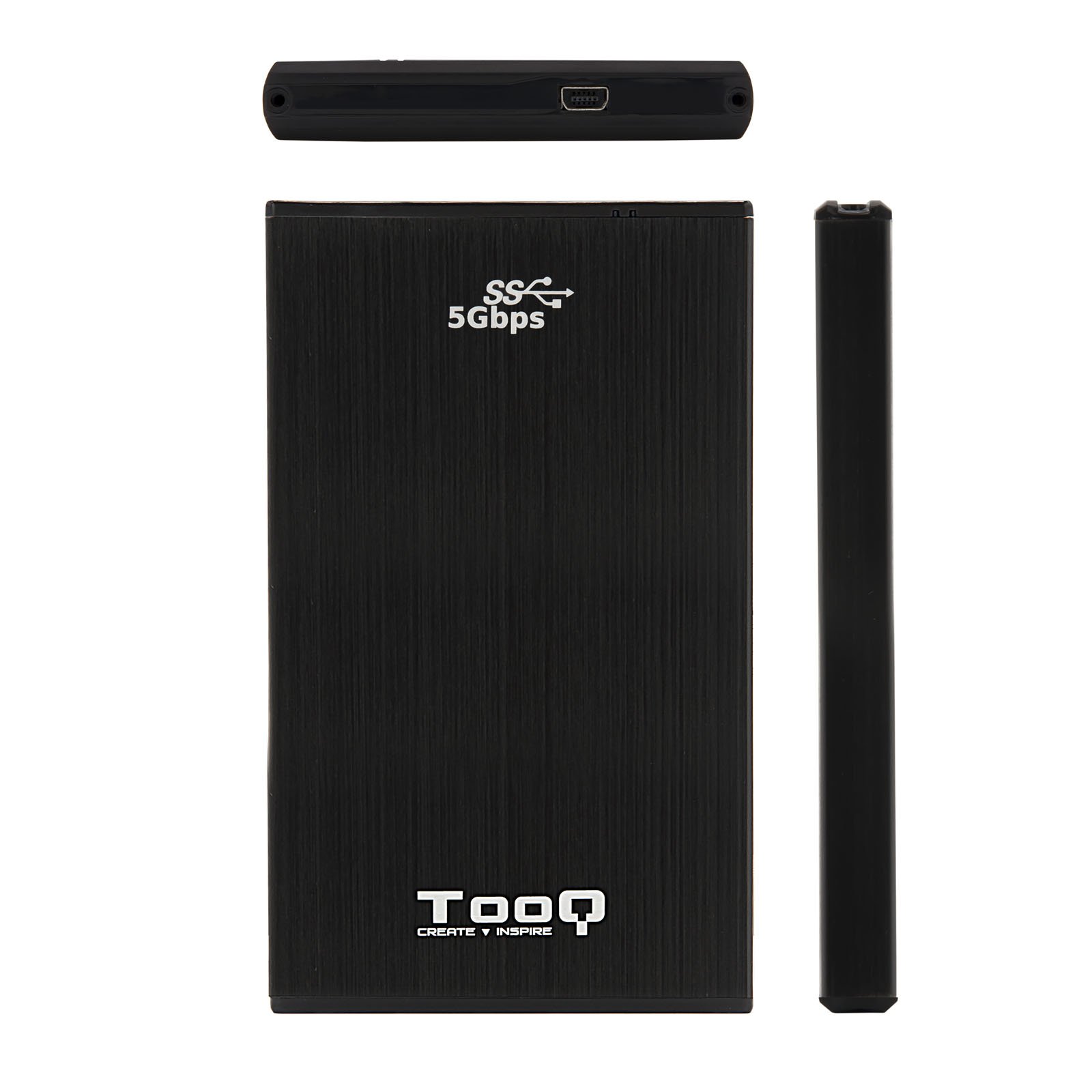 Caja Externa 2.5" USB 3.0 TQE-2522B para 2.5" 9.5 SATA USB 3.0 Negra — vista detalle 2