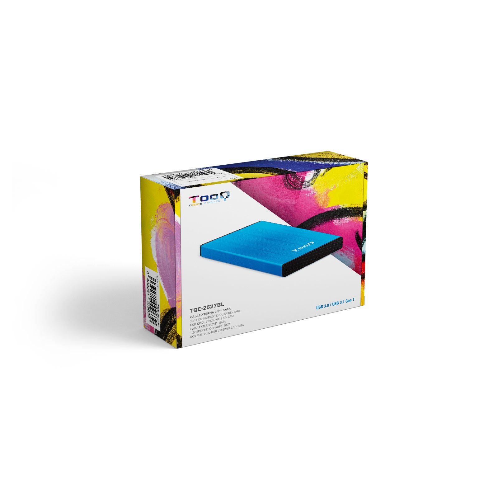 Caja Externa 2.5" USB 3.0 TQE-2527BL para HD hasta 9.5MM SATA USB 3.0/3.1 GEN1 Azul 8