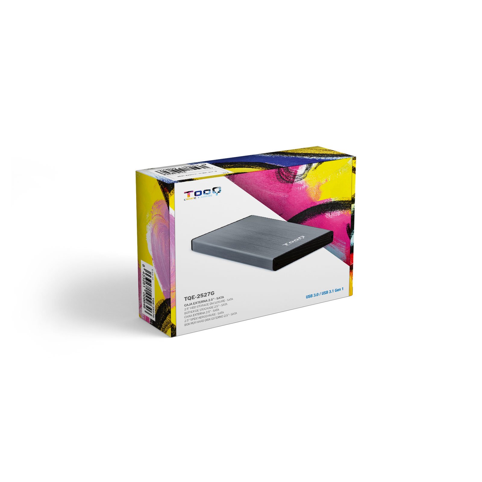 Caja Externa 2.5" USB 3.0 TQE-2527G para HD hasta 9.5MM SATA USB 3.0/3.1 GEN1 Gris 6