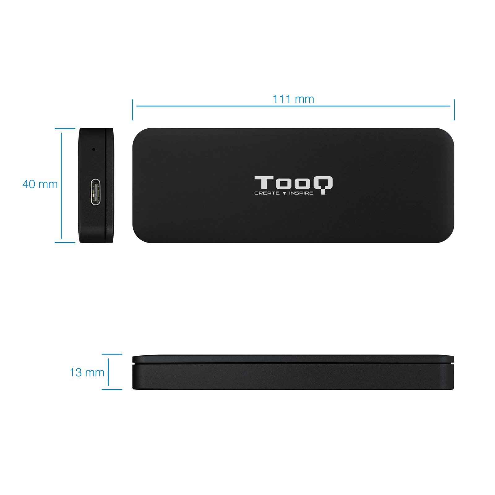 TOOQ TQE-2280B — Caja externa M.2 NVMe USB 3.1 Gen2 3