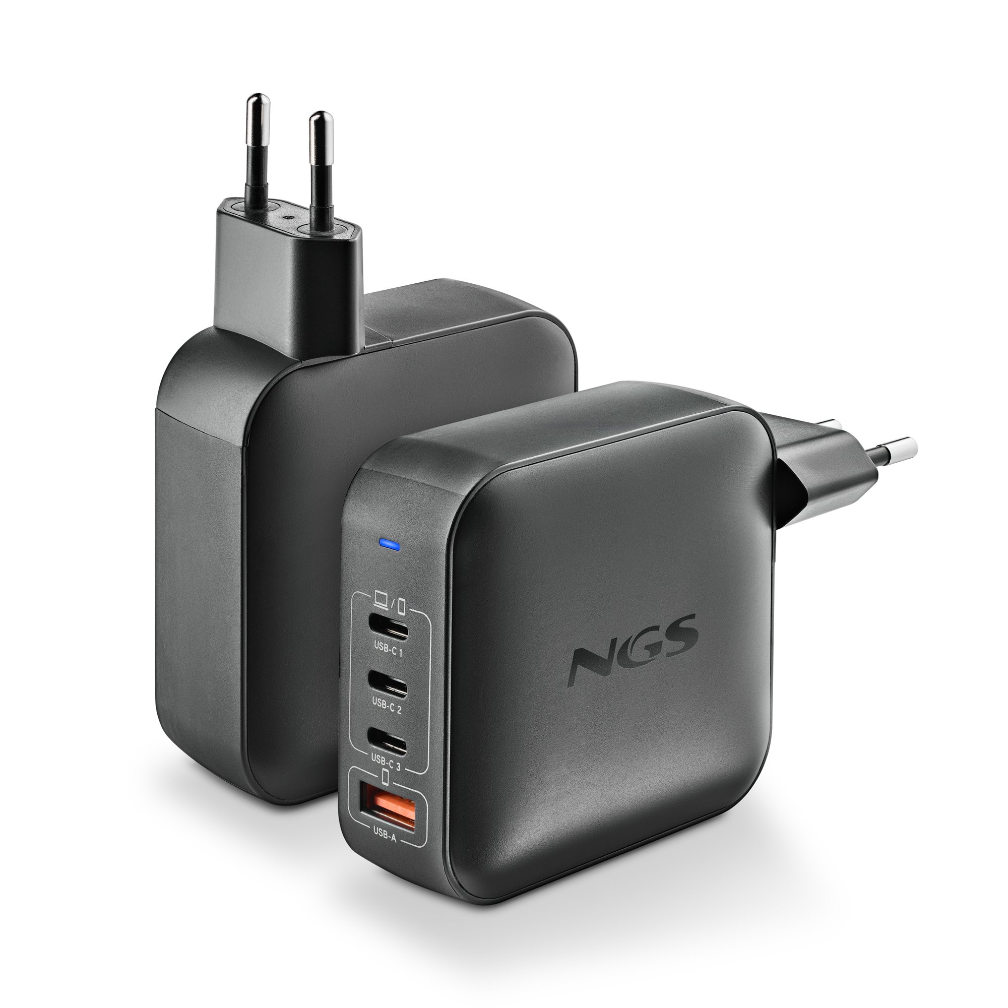 NGS BUD 165W — Cargador GaN 3 puertos USB-C + USB-A — vista detalle 1