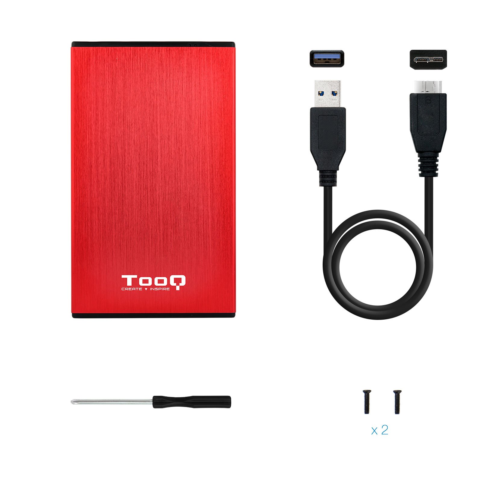 Caja Externa 2.5" USB 3.0 TQE-2527R para HD hasta 9.5MM SATA USB 3.0/3.1 GEN1 ROJA 6
