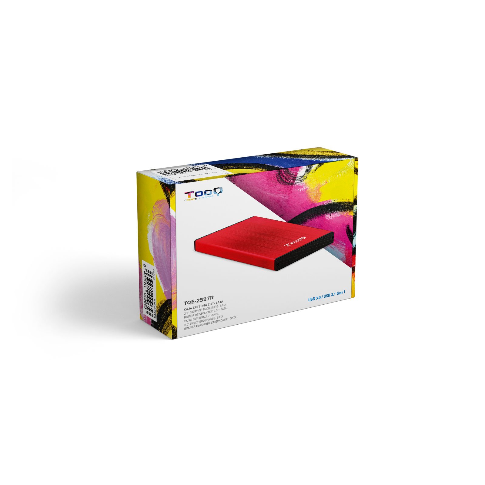 Caja Externa 2.5" USB 3.0 TQE-2527R para HD hasta 9.5MM SATA USB 3.0/3.1 GEN1 ROJA 7