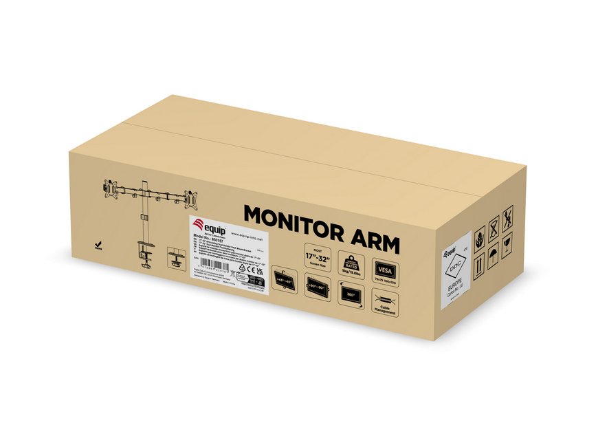 EQUIP 650157 — Soporte dual para monitores 17-32" con brazo giratorio 360° 10