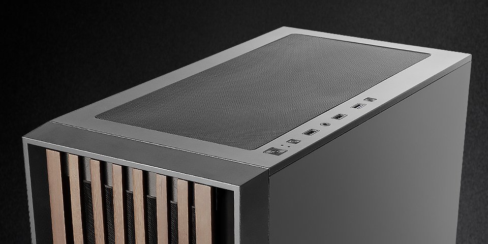 Caja ATX Semitorre Mcwoodc Madera y Cristal Cromado 2x3.5 3x2.5 GPU 365mm — vista detalle 2