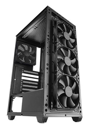 Caja ATX Semitorre Mcpmax PURE Black Frontal MESH 4xFBD 120mm 2x2.5 2x3.5 USB 3.0 — vista detalle 1