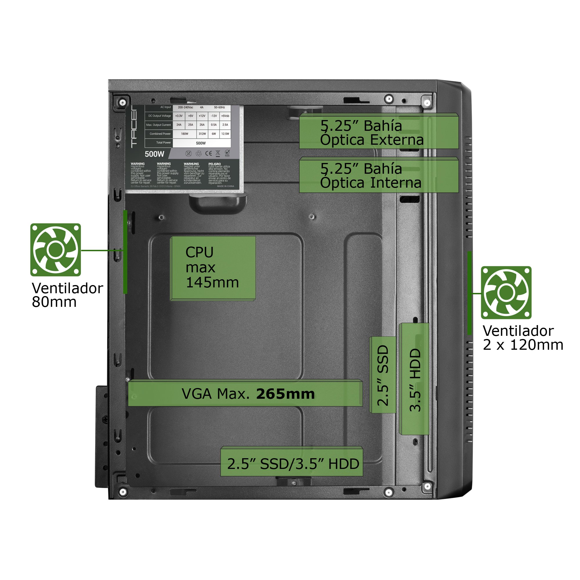 TACENS Anima ACM500 — Caja MicroATX con fuente 500W incluida 7