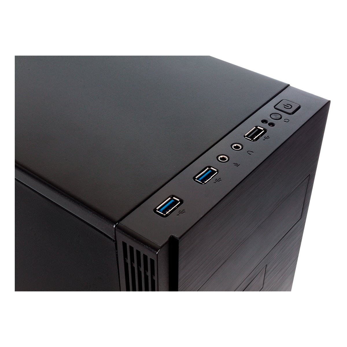 Caja Micro ATX GREY RAIN EVO Color Negro Frontal Cepillado con Regillas Laterales USB 2.0 y 3.0 Incluye Fuente de Alimentacion 500W — vista detalle 2