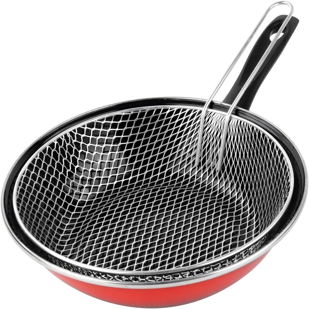 Sarten Freidora K2 Rojo 26 Acero Antiadherente Efecto Piedra TODO TIPO Cocinas APTA Lavavajillas 5