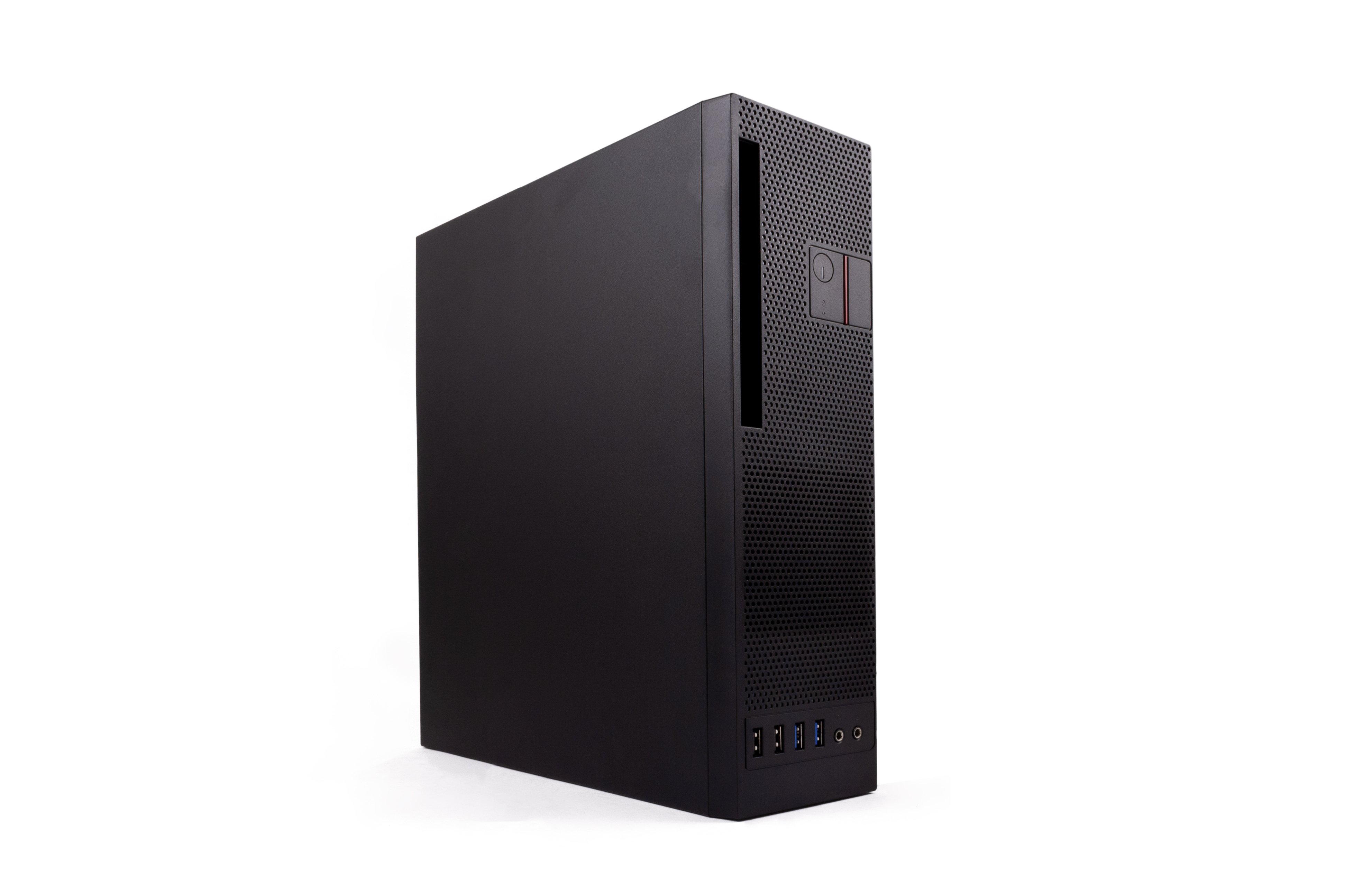 Caja Microatx Slim T360 Black Integra Fuente TFX 80PLUS Bronze Posicion Vertical y Horizontal — vista detalle 2