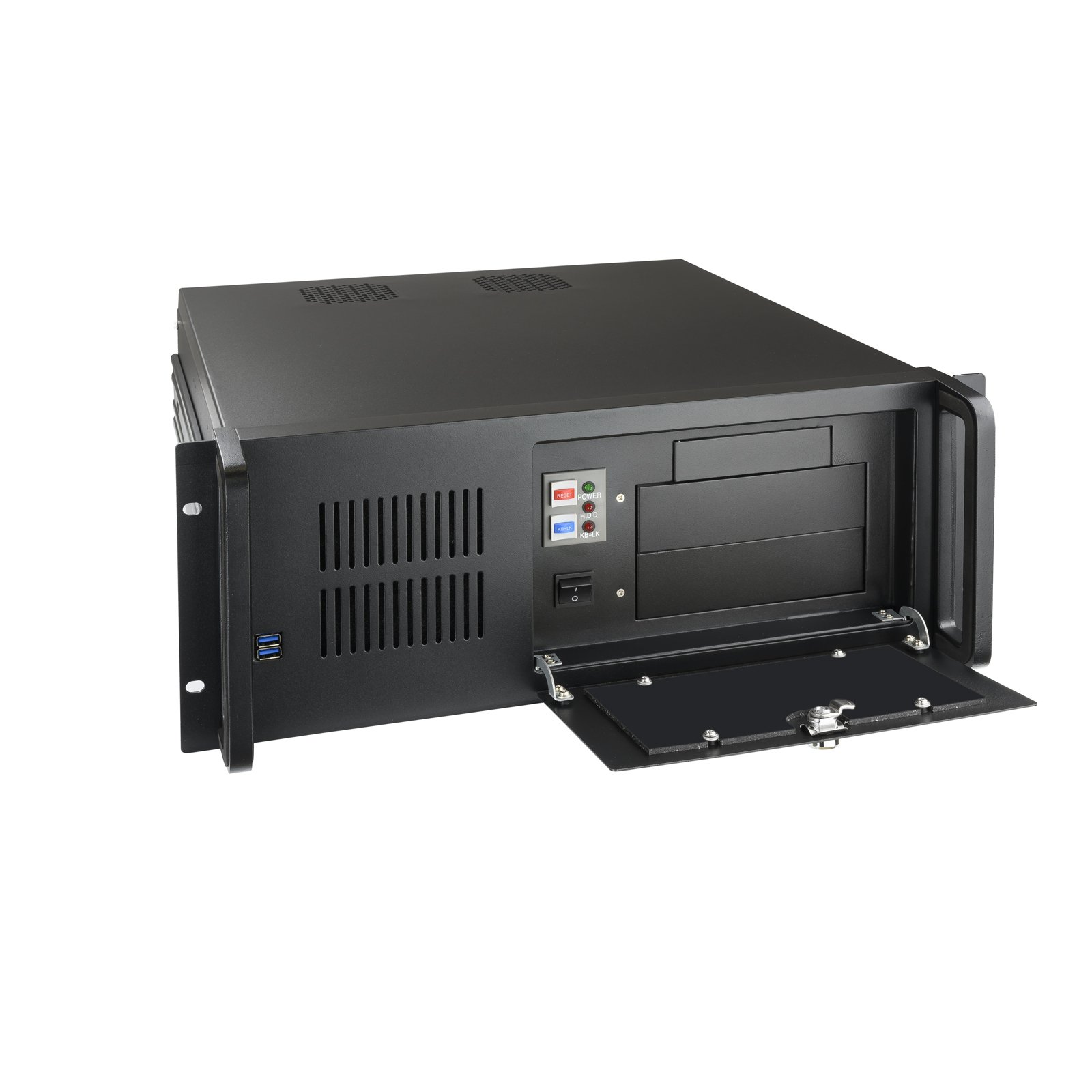 Caja RACK 19" 4U RACK-406N-USB3 Frontal con Puerta y Rejilla con Llave Chasis de Acero 1.2mm Color Negro — vista detalle 1