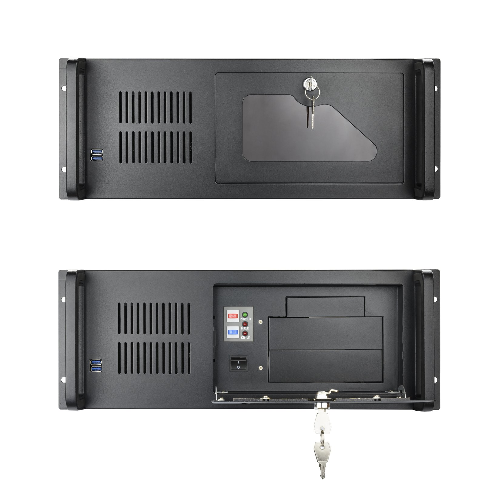 Caja RACK 19" 4U RACK-406N-USB3 Frontal con Puerta y Rejilla con Llave Chasis de Acero 1.2mm Color Negro — vista detalle 2