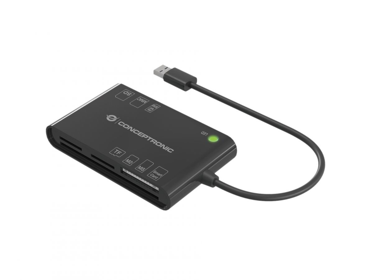 CONCEPTRONIC BIAN010B — Lector de tarjetas USB-C/USB-A, soporta SD/microSD/CF