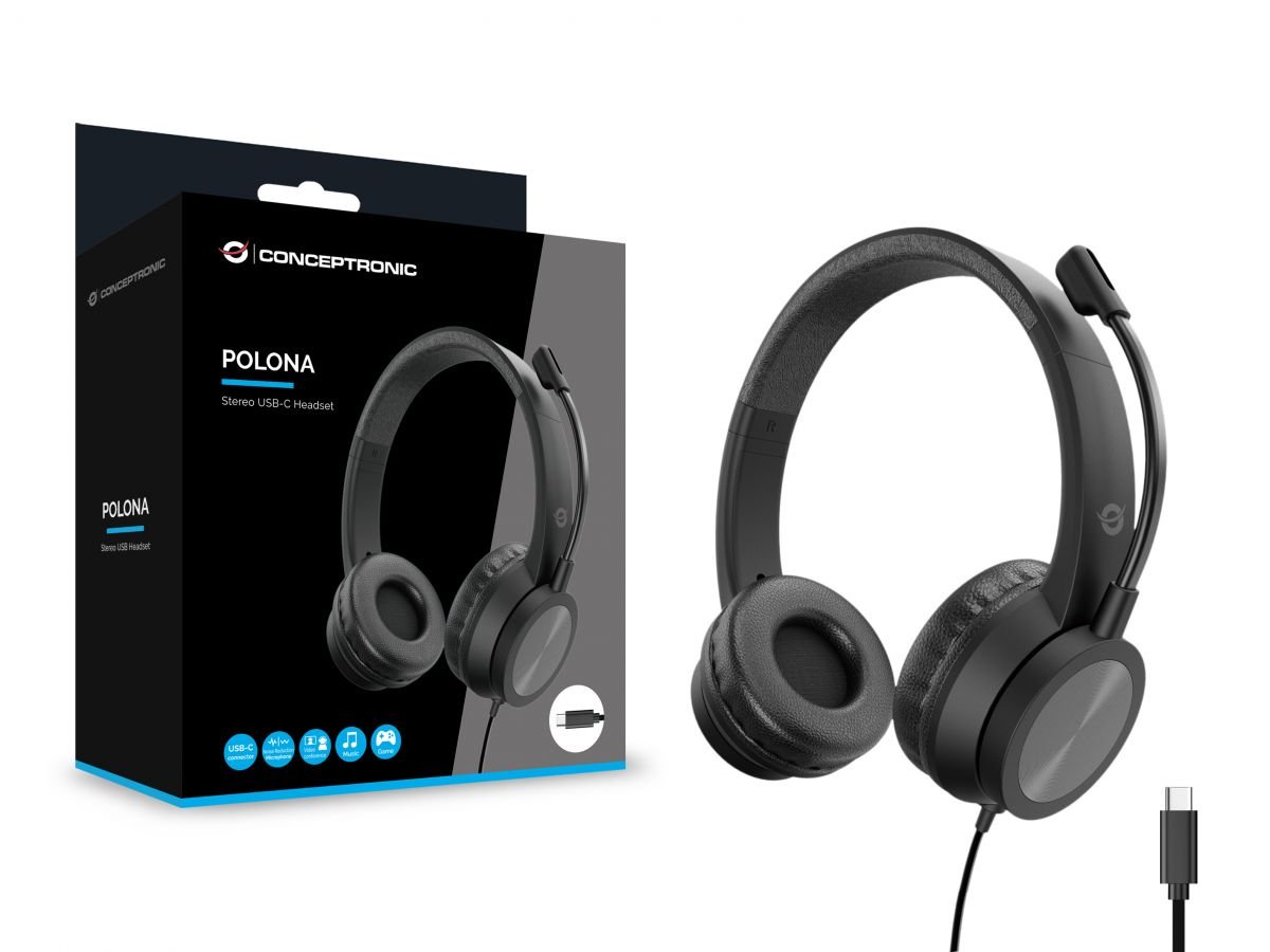 CONCEPTRONIC Polona05BC — Headset USB-C con micrófono flexible y cancelación de ruido 2