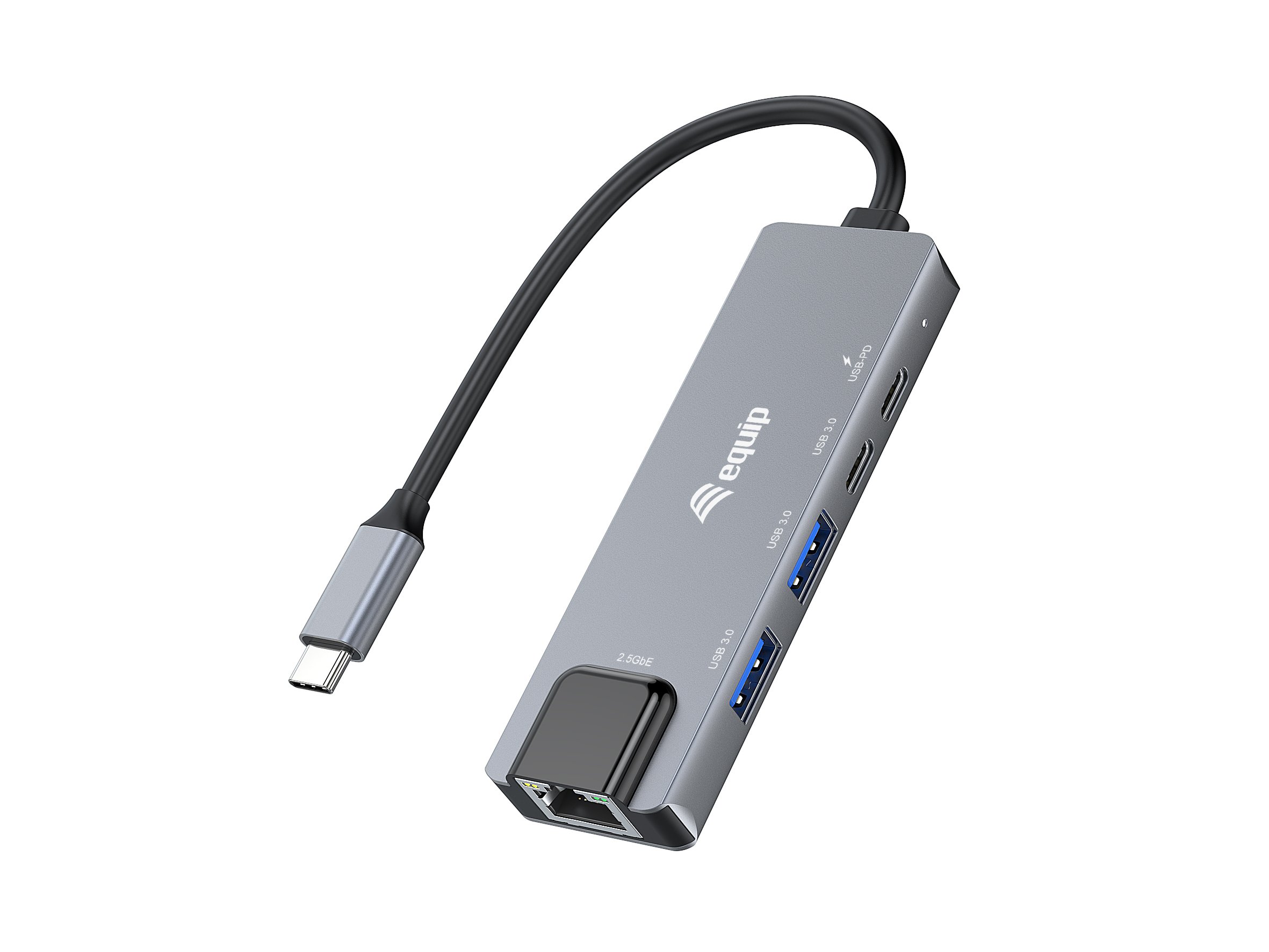 EQUIP USB-C 3.2 — Adaptador Ethernet 2.5GBe con Hub USB y carga 100W