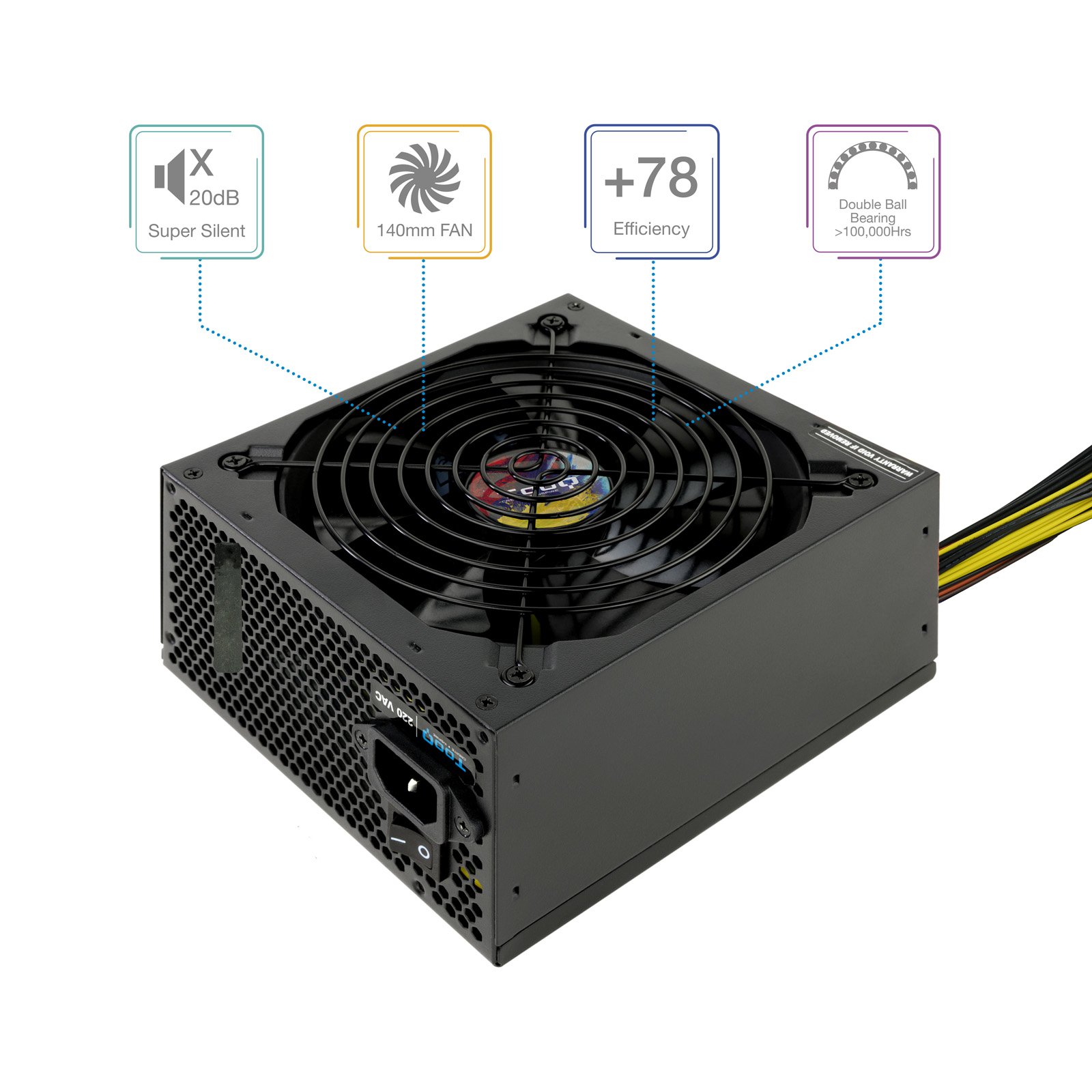 Fuente de Alimentacion TQAPOLO-600SP 600W FAN 12CM 5 SATA/3 MOLEX/2 PCIE (6+2 y 6) Interruptor Negra Destinada a Reparaciones — vista detalle 1