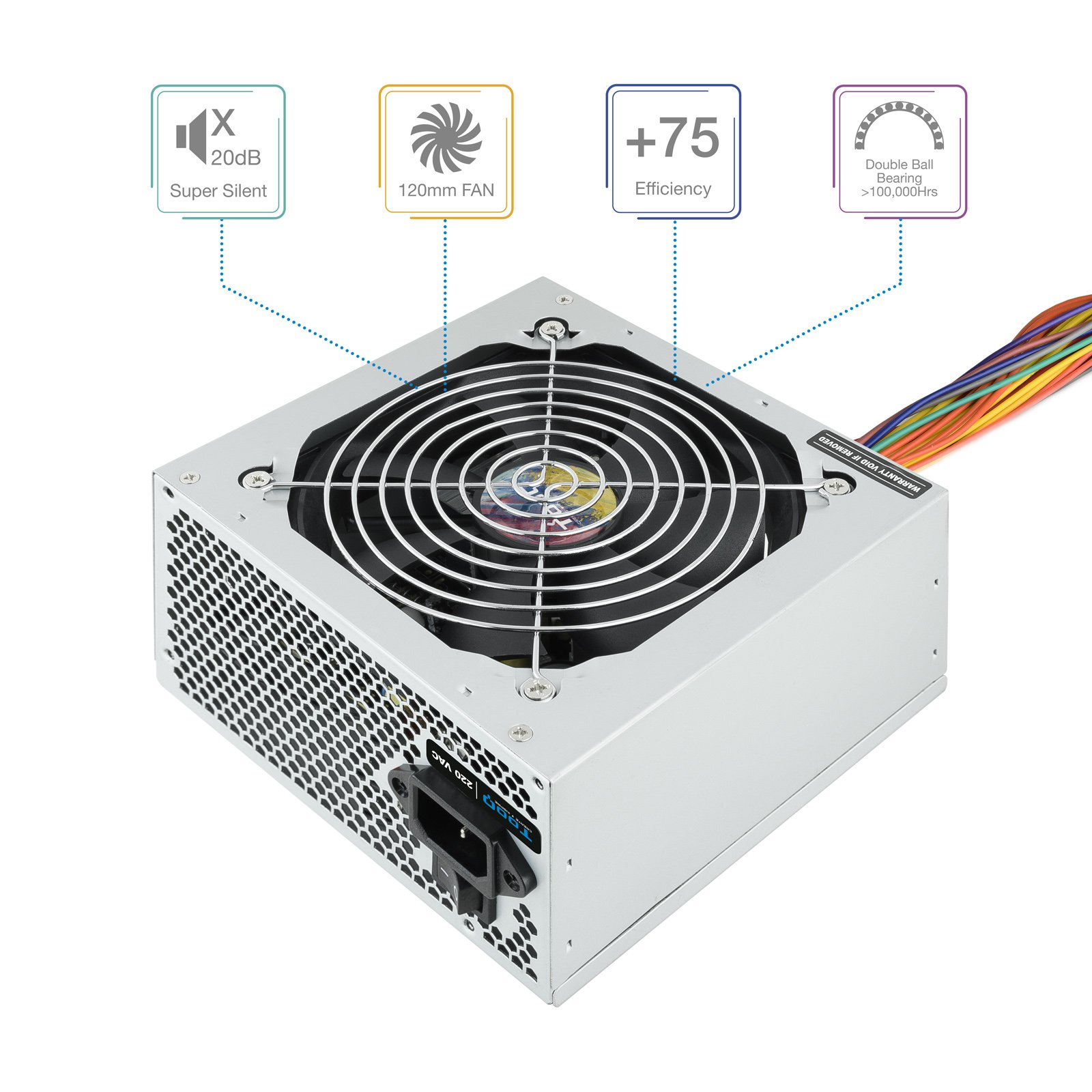 Fuente de Alimentacion TQAPOLO-500SP 500W FAN 12CM 4 SATA/2 MOLEX/1 PCIE 6PINES Interruptor Destinada a Reparaciones — vista detalle 1