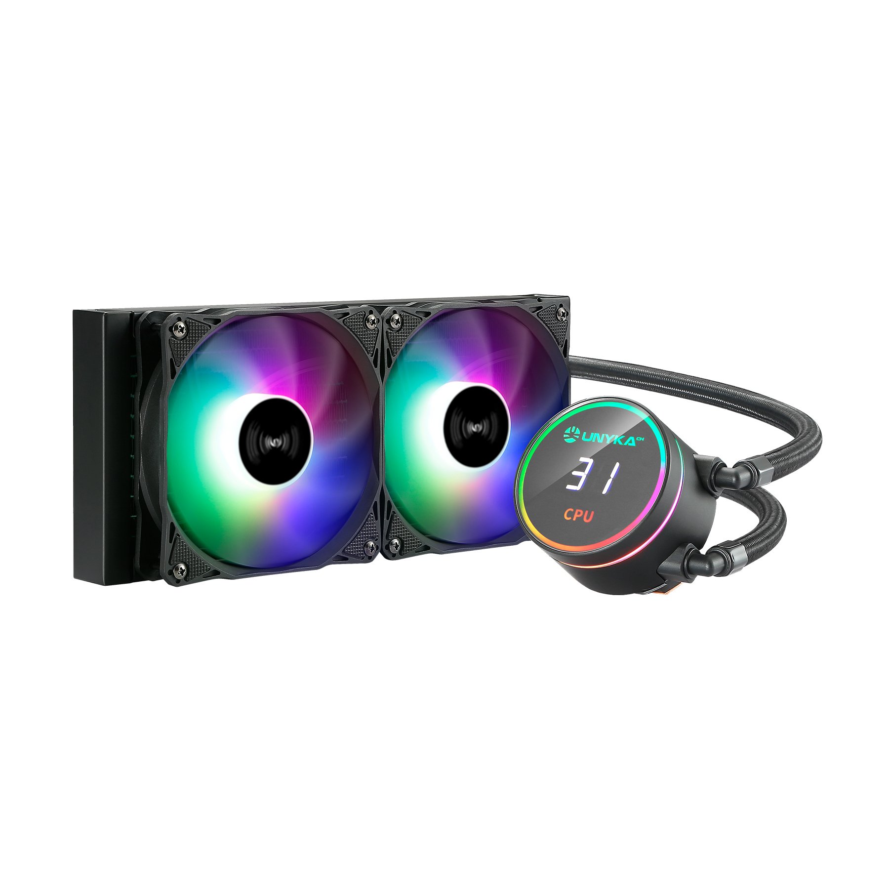 UNYKAch UK352101 AquaStorm 240 — Refrigeración líquida 240mm con pantalla LCD