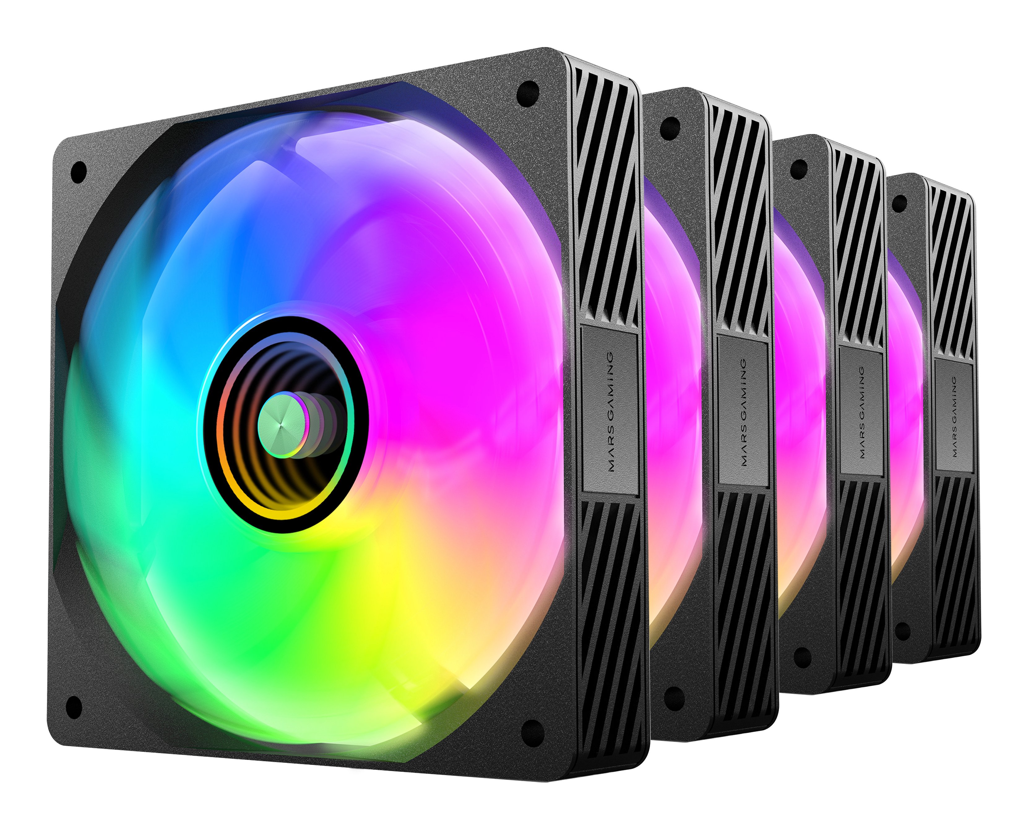 MARS GAMING MF3DPROKIT — Kit 4 ventiladores 120mm ARGB con hub control remoto 4