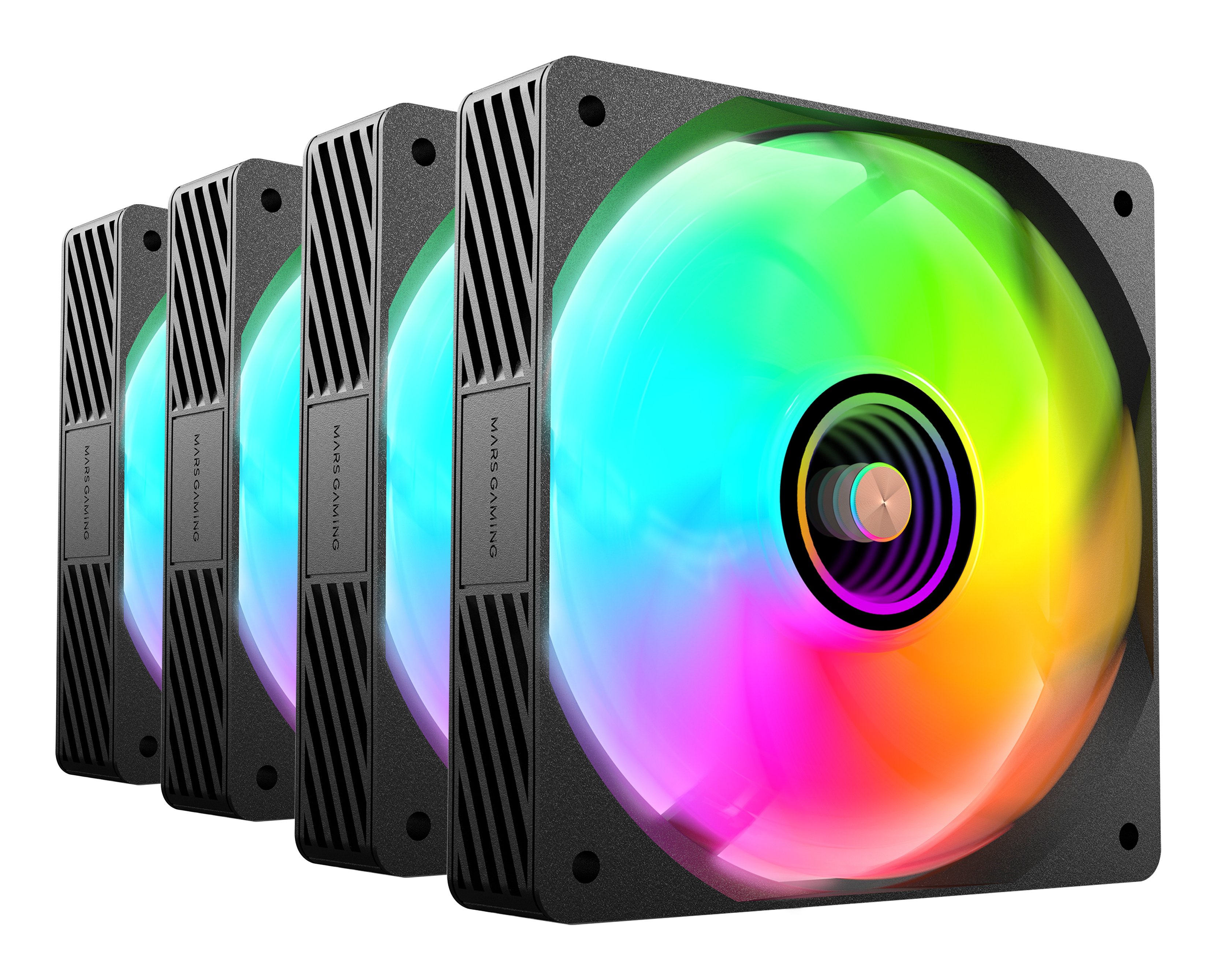 MARS GAMING MF3DPROKIT — Kit 4 ventiladores 120mm ARGB con hub control remoto 5