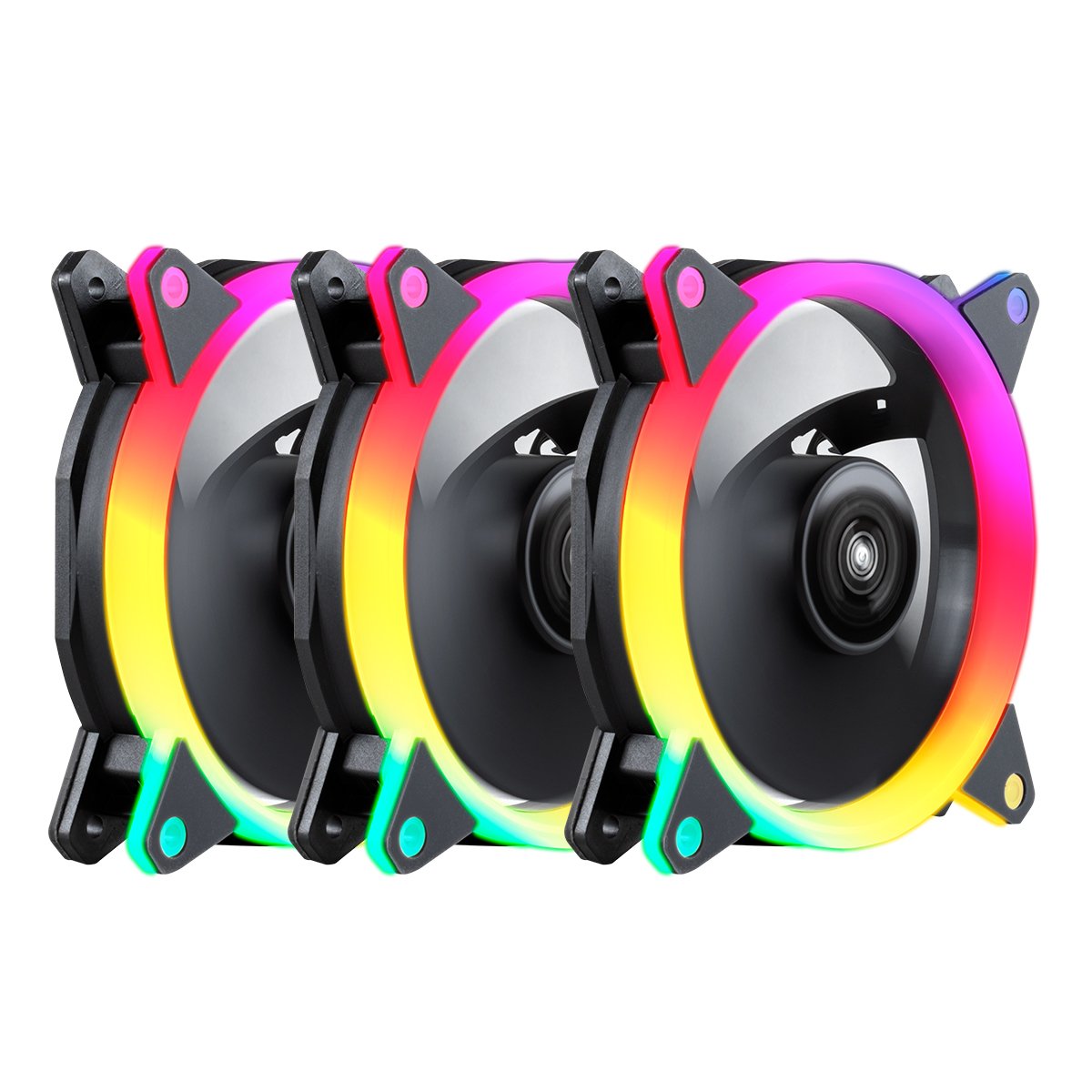 UNYKAch Candy 120mm — Kit 3 ventiladores ARGB LED con control remoto 2