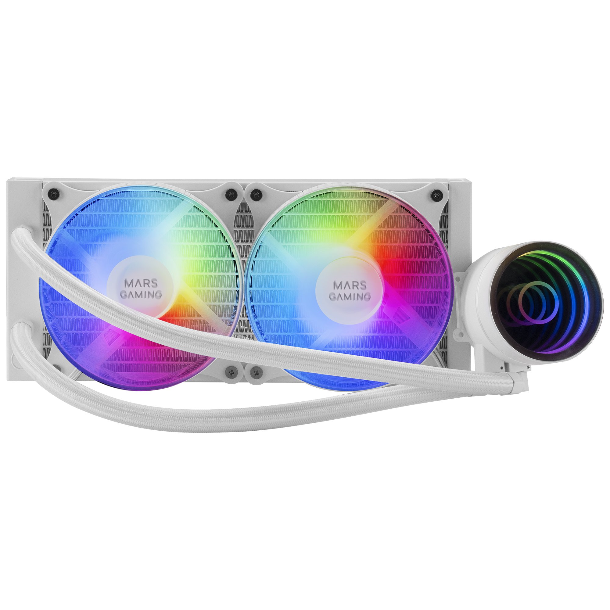 MARS GAMING ML-ONE240 White — Refrigeración líquida 240mm RGB 400W — vista detalle 1