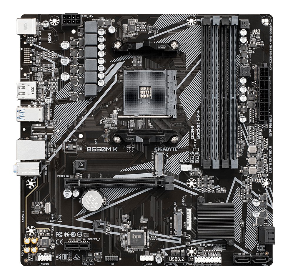 GIGABYTE B550M K — Placa base AM4 con DDR4 3200MHz y M.2 2