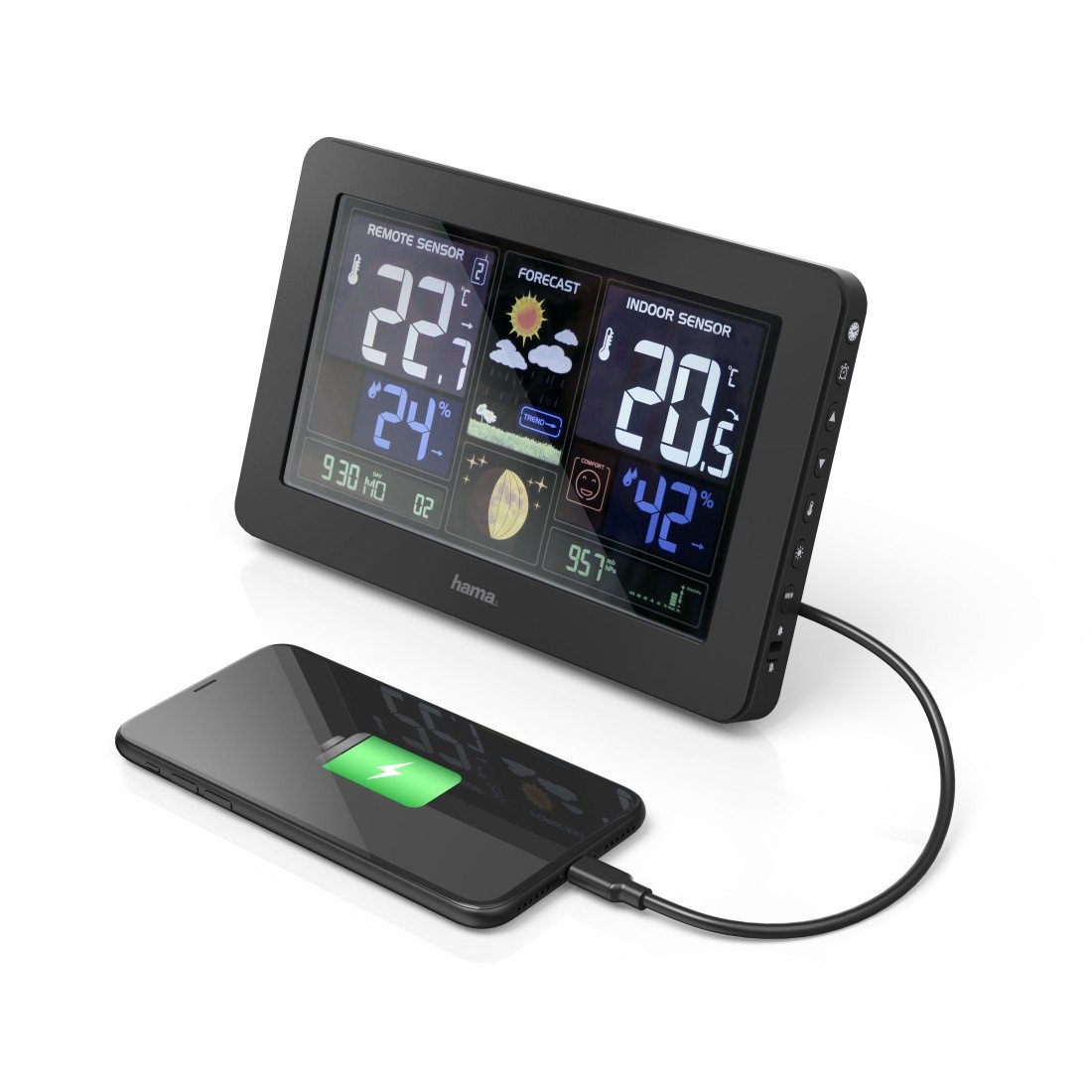 HAMA Premium — Estación meteorológica con pantalla color y pronóstico 6