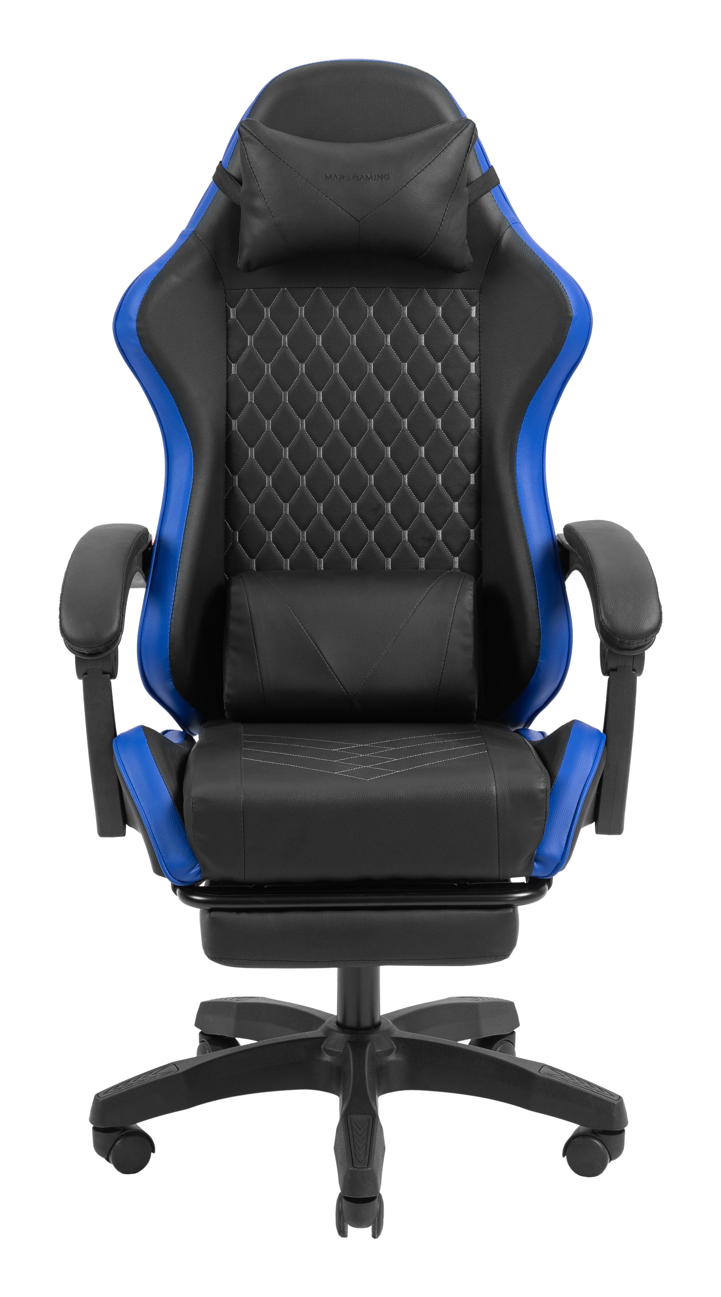 Silla Gamer Mgcxbbl Negra y Azul Reclinable Reposabrazos Ajustable Reposapies Cojines — vista detalle 1