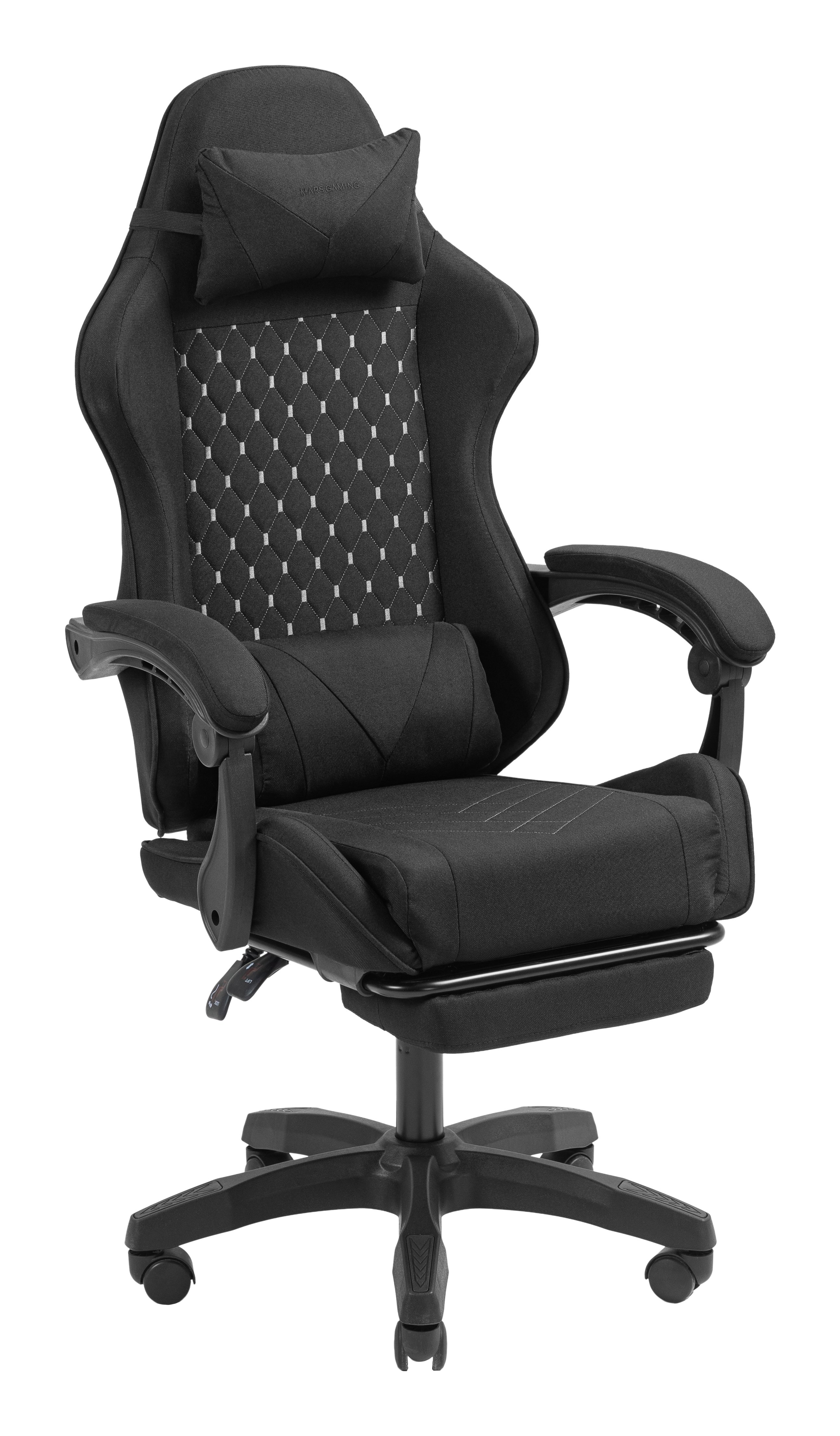Silla Gamer Mgcxfgrb Negra Reclinable Reposabrazos Ajustable Reposapies Cojines Acabado Textil — vista detalle 1