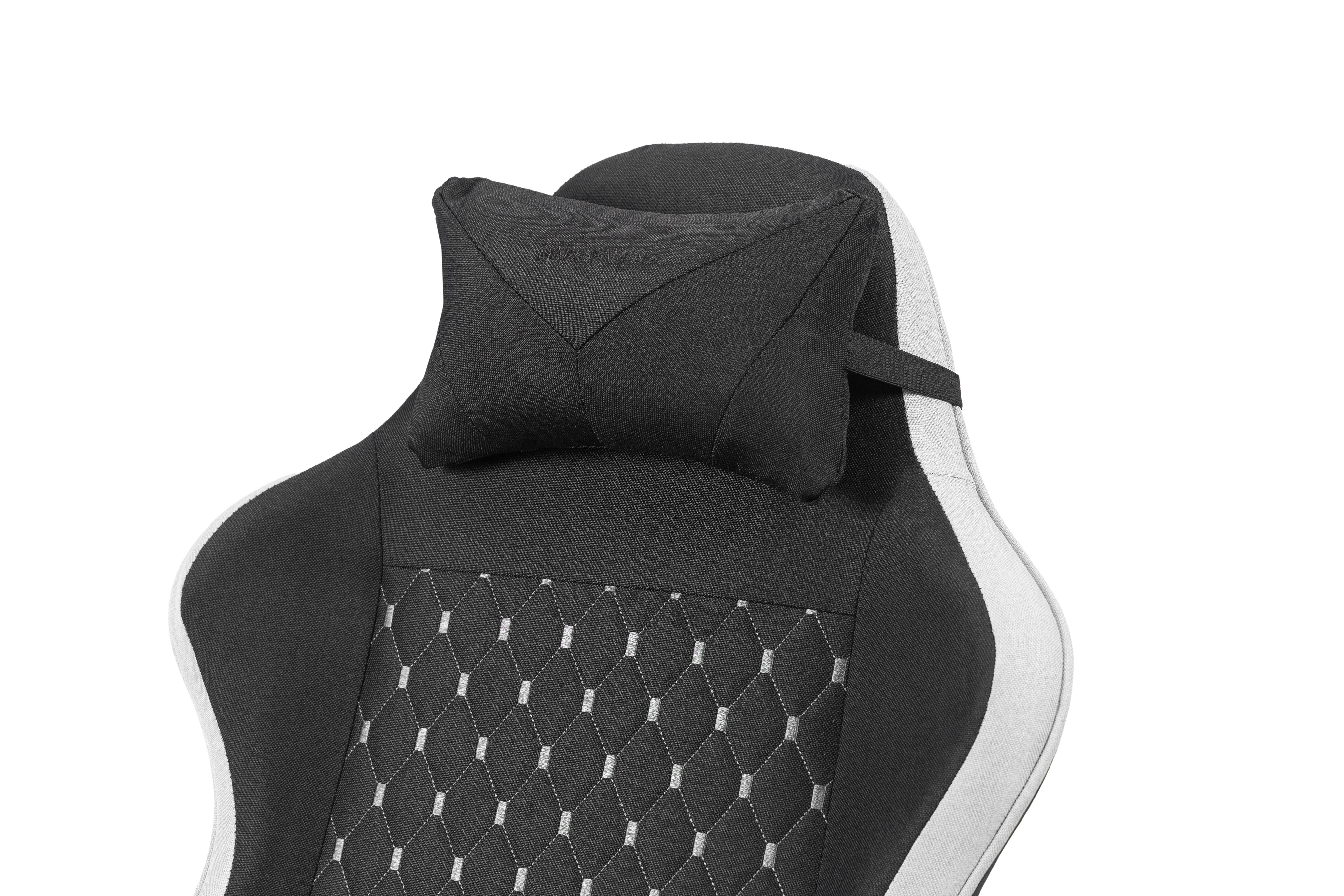 Silla Gamer Mgcxfgrbl Negra y Blanca Reclinable Reposabrazo Ajustable Reposapies Cojinesacabado Textil 10