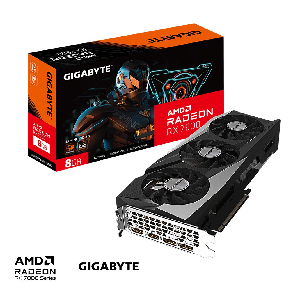 VGA Radeon RX 7600 Gaming OC 8GB GDDR6 2xDP 2xHDMI 2355MHz CUDA 2048 128BIT — vista detalle 1