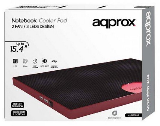 APPROX Base Refrigeración — 2 ventiladores y LEDs, rojo 2
