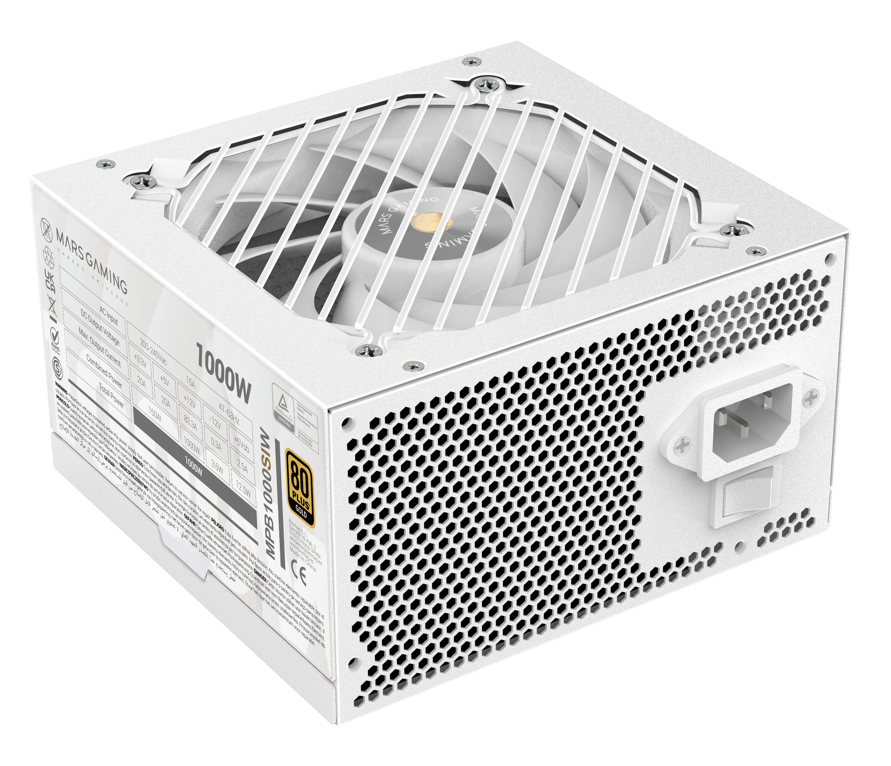 MARS GAMING 1000W — Fuente ATX 80+ Gold con ventilador silencioso 2