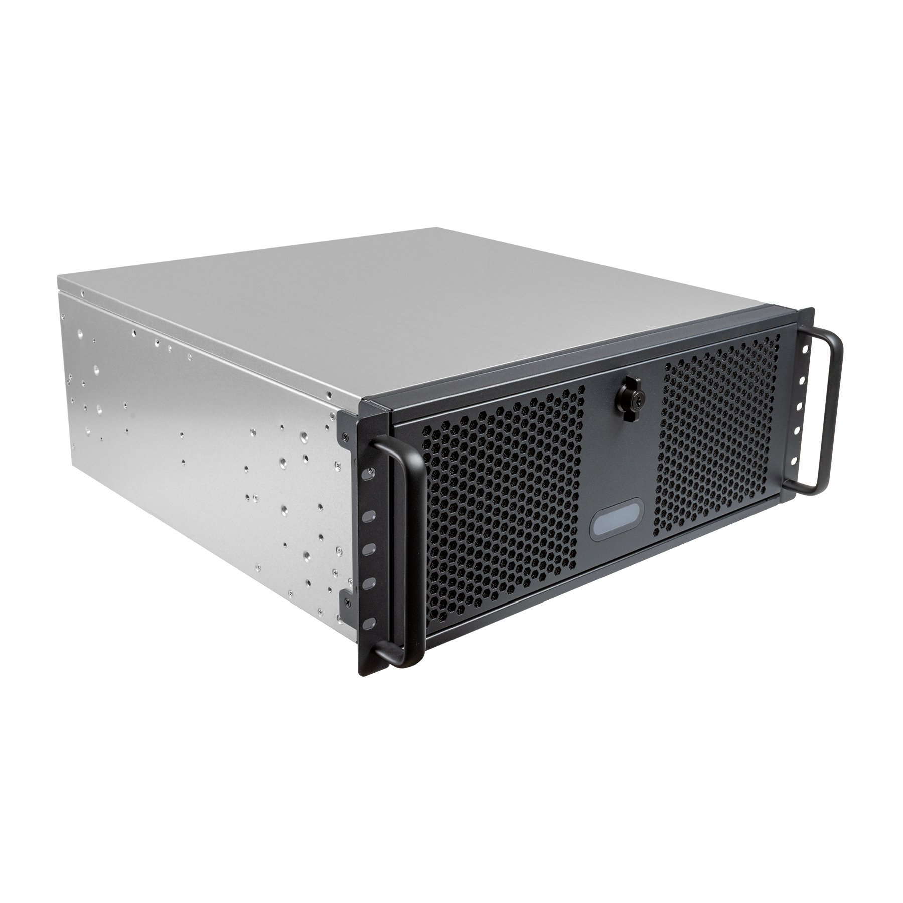 Caja RACK 19" 4U UK51918 ATX Color Plata Negro 3 Bahias 1x USB3.0 1xUSB-C F.A ATX/ Redundante Cierre con Llave — vista detalle 2