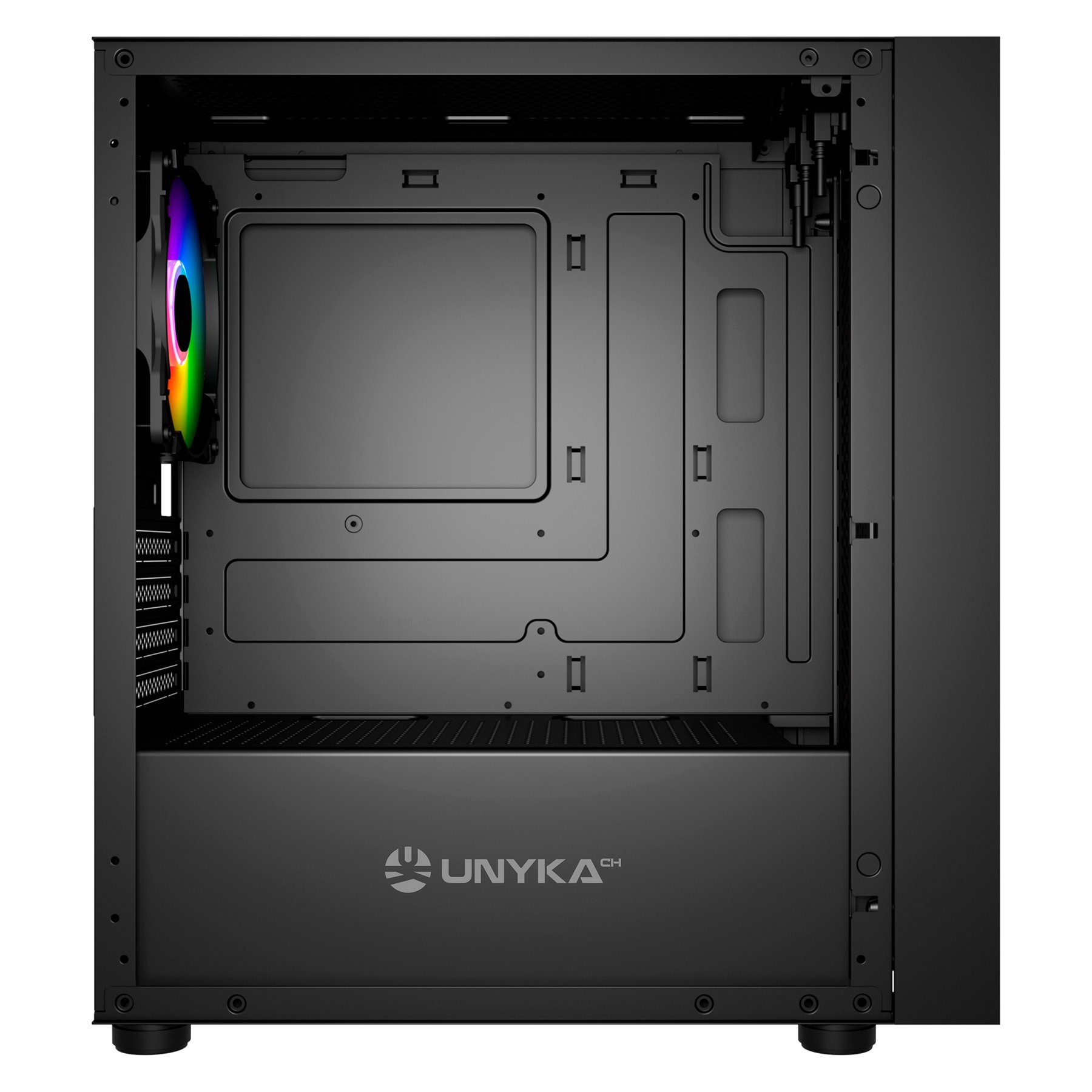 UNYKAch MIR B200 Black — Caja Micro ATX con cristal templado y ventiladores ARGB 3