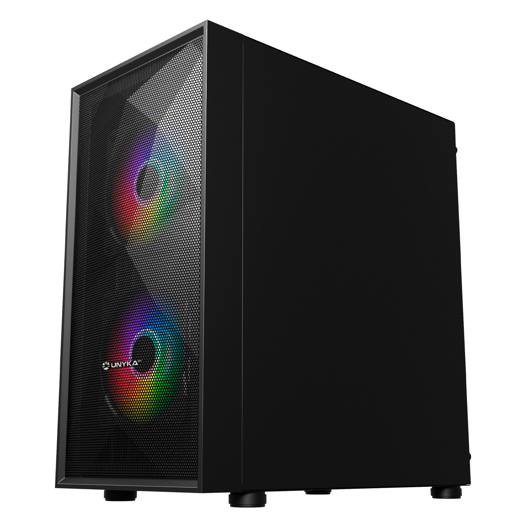 UNYKAch MIR B200 Black — Caja Micro ATX con cristal templado y ventiladores ARGB 5
