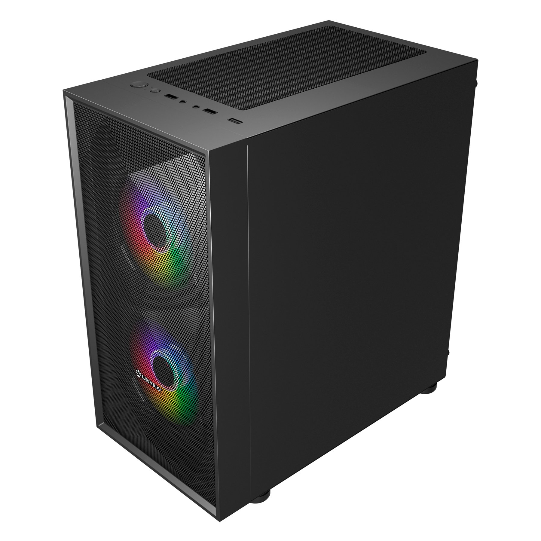 UNYKAch MIR B200 Black — Caja Micro ATX con cristal templado y ventiladores ARGB 6