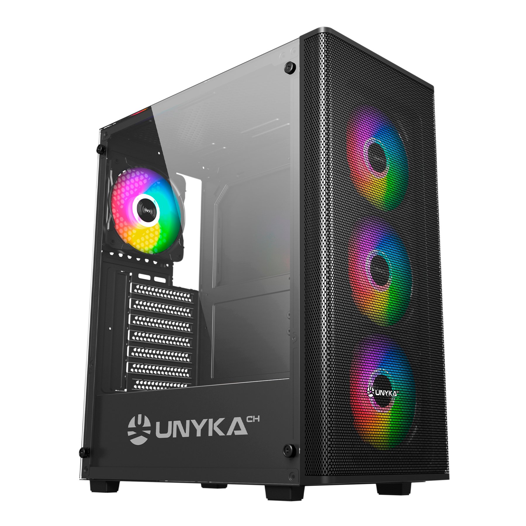 UNYKAch MIR100 — Semitorre ATX cristal templado, 4 ventiladores 2