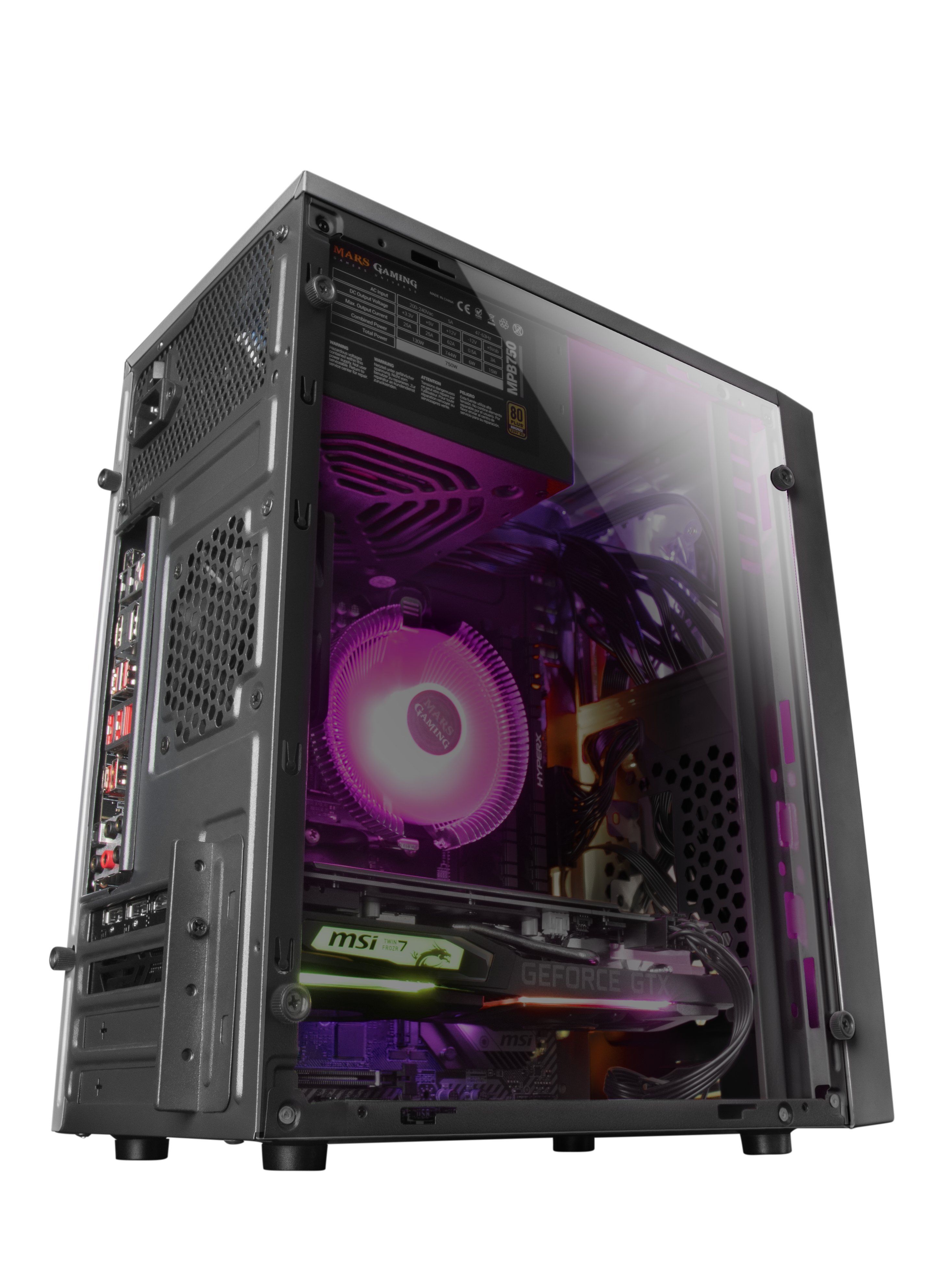 MARS GAMING MCM Black — Caja MicroATX Gaming con RGB frontal y ventana lateral 4