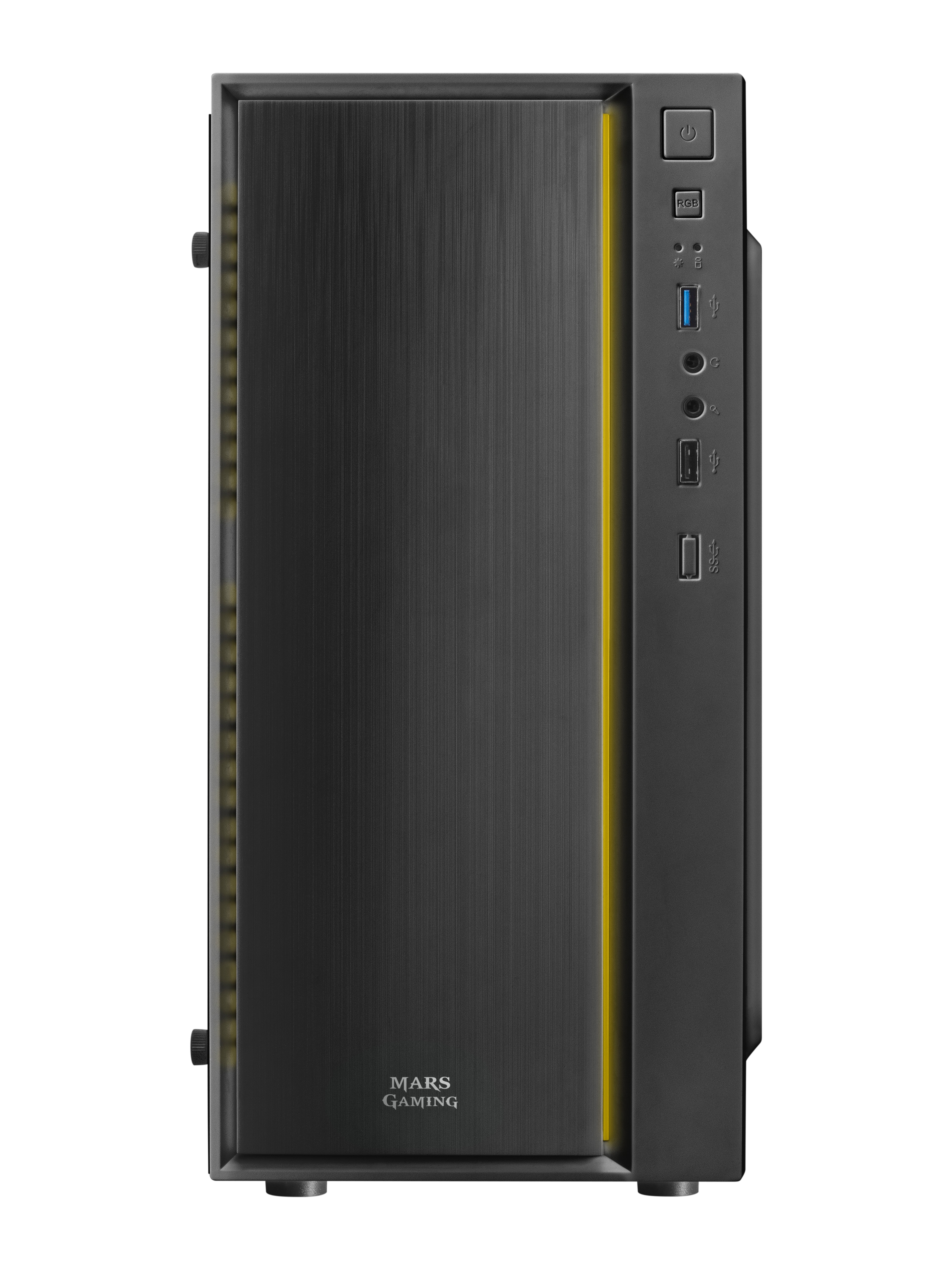 MARS GAMING MCM Black — Caja MicroATX Gaming con RGB frontal y ventana lateral 9