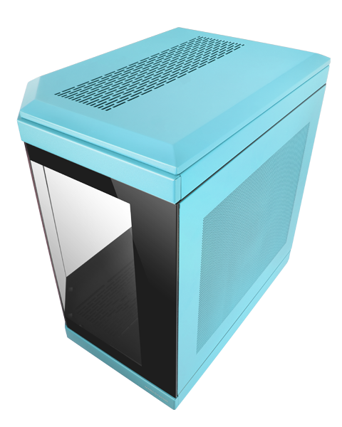 Caja ATX Semitorre Gaming MC3T Color Azul Vista Panoramica 3 Paneles de Cristal Templado 3 Slots PCI Verticales USB-C USB 3.0 — vista detalle 1