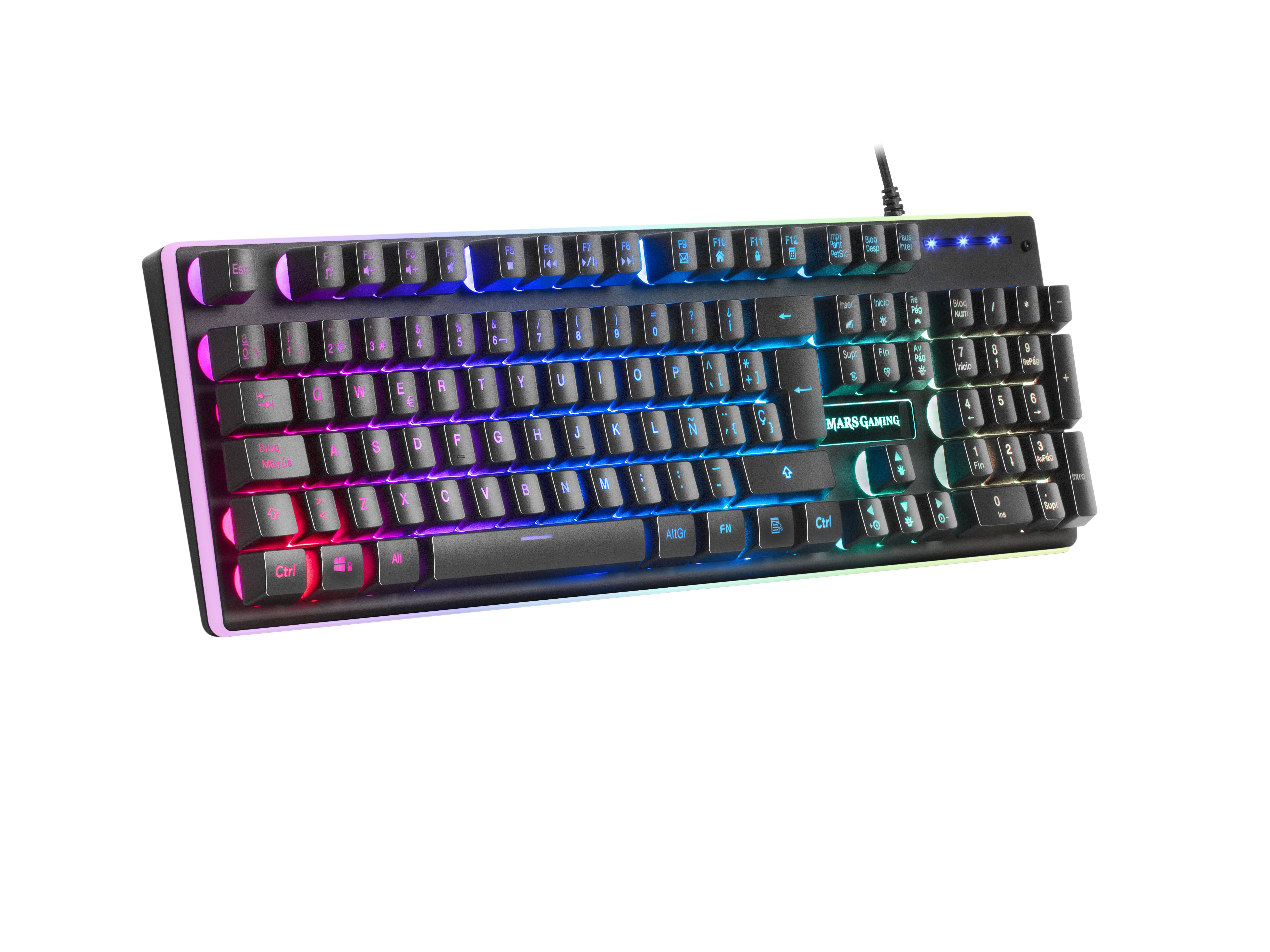 MARS GAMING MK320 — Teclado mecánico RGB con reposamuñecas aluminio — vista detalle 2
