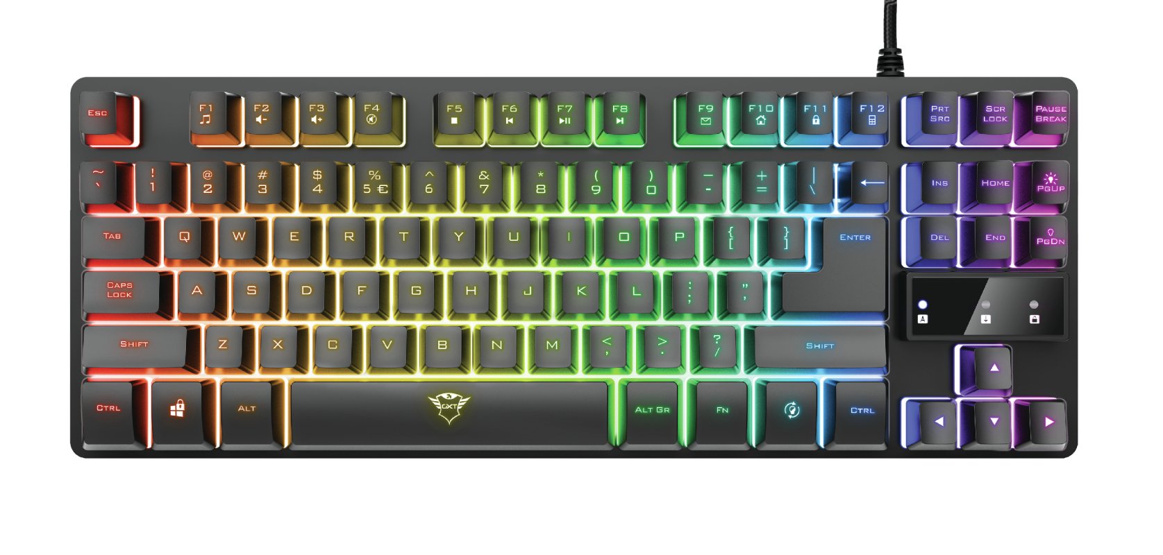 Teclado Gaming GXT 833 Thado Metalico Compacto Iluminacion LED Multicolor ANTI-GHOSTING 12 TECL.MULTIMEDIA USB 24067 — vista detalle 1