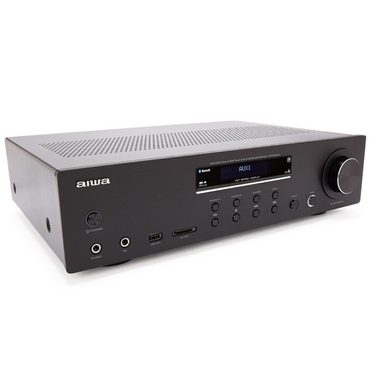Amplificador Bluetooth AMU-120BT Negro Estereo de 120W RMS 7 Entradas Analogicas Phono y BT 5.0 USB/SD 5