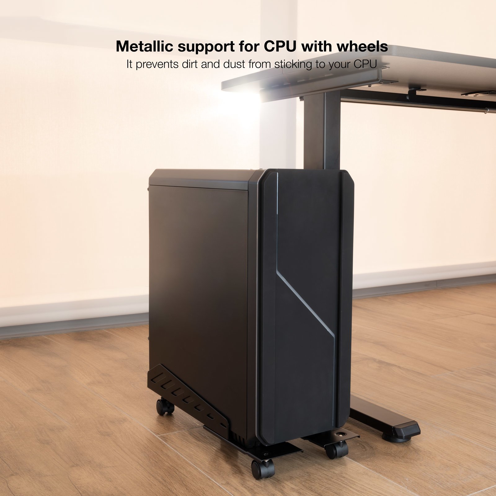 Soporte de CPU de Suelo con Ruedas Metalico UMCS0024-B Max 25K Ajustable 160-300MM Negro 5